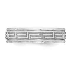 Sterling Silver Rhodium-plated 6mm Brushed Fancy Band Size 13.5