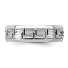 Sterling Silver Rhodium-plated 6mm Brushed Fancy Band Size 13.5