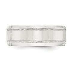 Sterling Silver 6mm Polished Flat Milgrain Beveled Edge Fancy Band Size 13.5