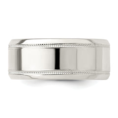 Sterling Silver 6mm Polished Flat Milgrain Beveled Edge Fancy Band Size 13.5