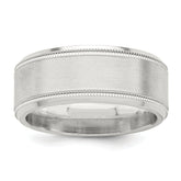 Sterling Silver 6mm Brushed Flat Milgrain Beveled Edge Fancy Band Size 13.5