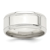 Sterling Silver 6mm Polished Flat Milgrain Beveled Edge Fancy Band Size 13.5