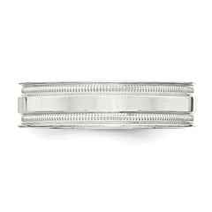 Sterling Silver 6mm Polished Flat Milgrain Grooved Edge Fancy Band Size 13.5