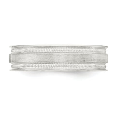 Sterling Silver 6mm Brushed Flat Milgrain Grooved Edge Fancy Band Size 13.5