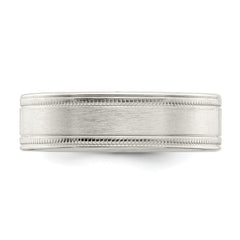 Sterling Silver 6mm Brushed Flat Milgrain Grooved Edge Fancy Band Size 13.5