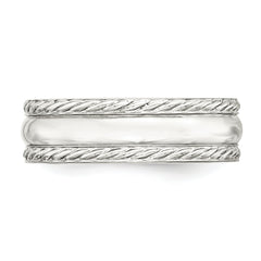Sterling Silver 6mm Polished Domed Rope Edge Fancy Band Size 13
