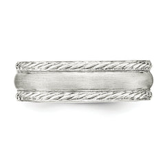 Sterling Silver 6mm Brushed Domed Rope Edge Fancy Band Size 13