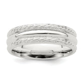 Sterling Silver 6mm Polished Domed Rope Edge Fancy Band Size 13