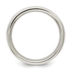 Sterling Silver 6mm Polished Flat Grooved Fancy Band Size 13.5