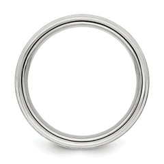 Sterling Silver 6mm Brushed Flat Grooved Fancy Band Size 13.5