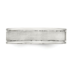 Sterling Silver 6mm Brushed Flat Grooved Fancy Band Size 13.5