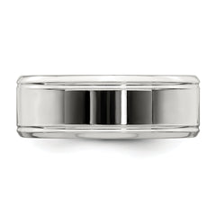 Sterling Silver 6mm Polished Flat Beveled Edge Fancy Band Size 13.5