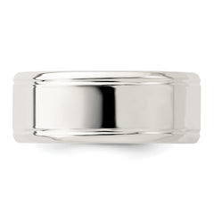 Sterling Silver 6mm Polished Flat Beveled Edge Fancy Band Size 13.5