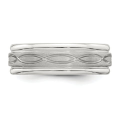 Sterling Silver 7mm Brushed Flat Intertwined Design Beveled Edge Fancy Band Size 13.5