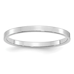 Sterling Silver Rhodium-plated 2mm Flat Size 13.5 Band