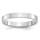 Sterling Silver Rhodium-Plated 3mm Flat Size 9.5 Band