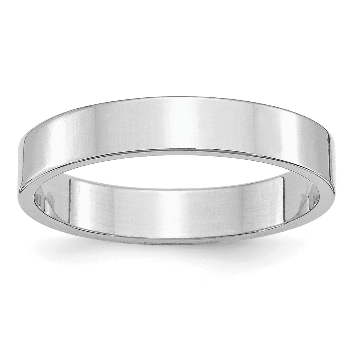 Sterling Silver Rhodium-Plated 4mm Flat Size 9.5 Band