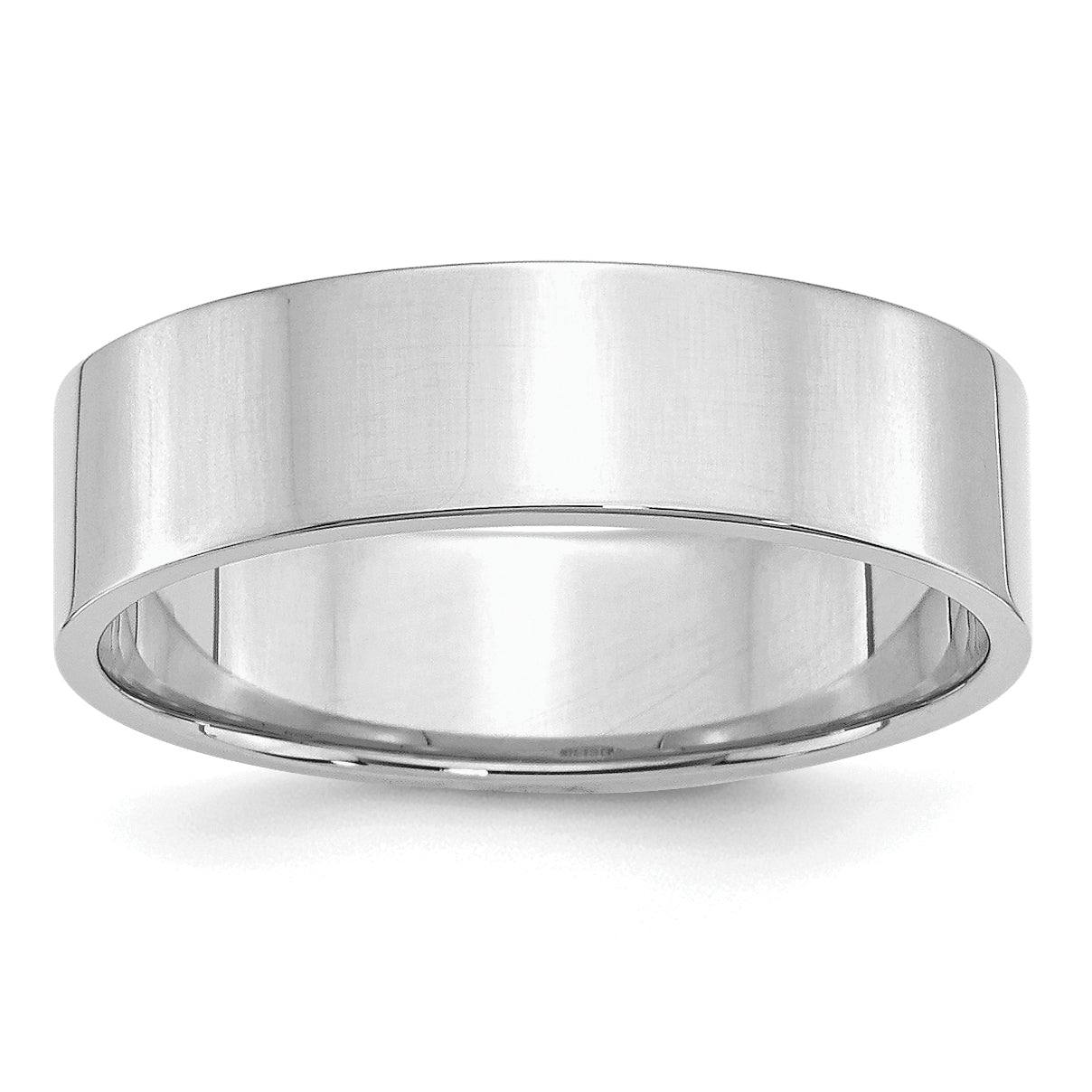 Sterling Silver Rhodium-Plated 6mm Flat Size 9.5 Band