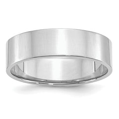 Sterling Silver Rhodium-Plated 6mm Flat Size 9.5 Band