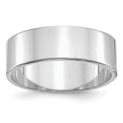 Sterling Silver Rhodium-plated 7mm Flat Size 13.5 Band