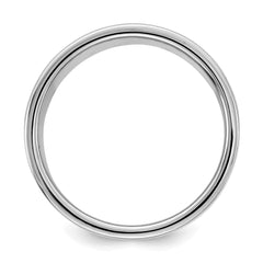 Sterling Silver Rhodium-Plated 8mm Flat Size 9.5 Band