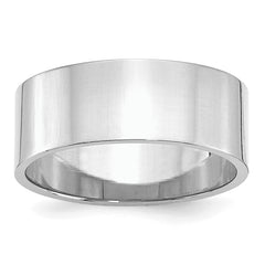 Sterling Silver Rhodium-Plated 8mm Flat Size 9.5 Band