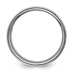 Sterling Silver Rhodium-Plated 10mm Flat Size 9.5 Band