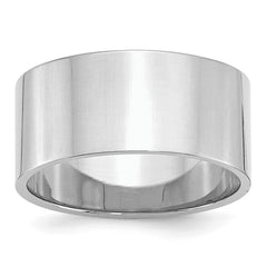 Sterling Silver Rhodium-Plated 10mm Flat Size 9.5 Band