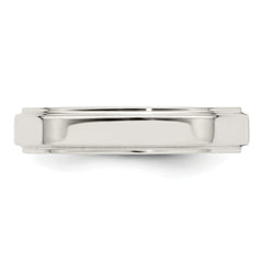 Sterling Silver 4mm Flat with Step Edge Size 13.5 Band
