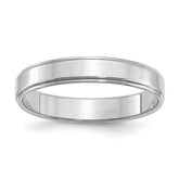 Sterling Silver Rhodium-Plated 4mm Flat w/ Step Edge Size 9.5 Band