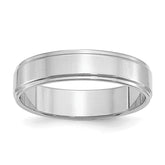 Sterling Silver Rhodium-Plated 5mm Flat w/ Step Edge Size 9.5 Band
