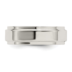Sterling Silver 6mm Flat with Step Edge Size 13.5 Band