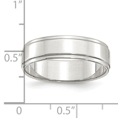 Sterling Silver 6mm Flat with Step Edge Size 13.5 Band