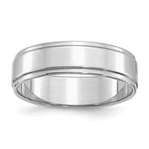 Sterling Silver Rhodium-Plated 6mm Flat w/ Step Edge Size 9.5 Band
