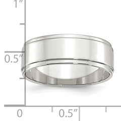 Sterling Silver 7mm Flat with Step Edge Size 13.5 Band