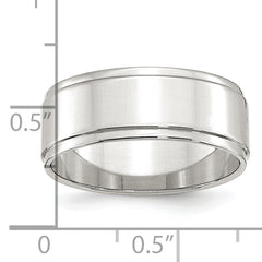 Sterling Silver 8mm Flat with Step Edge Size 13.5 Band