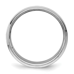 Sterling Silver Rhodium-Plated 8mm Flat w/ Step Edge Size 9.5 Band