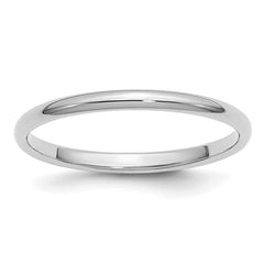 Sterling Silver Rhodium-plated 2mm Half Round Size 13.5 Band