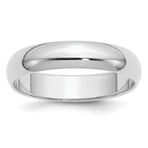 Sterling Silver Rhodium-plated 5mm Half-Round Size 9.5 Band