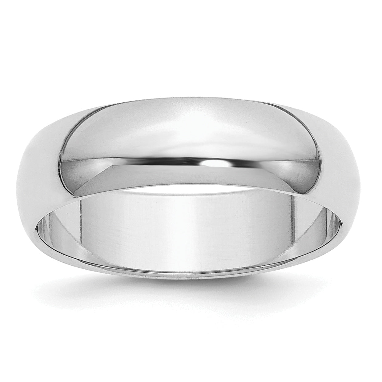 Sterling Silver Rhodium-plated 6mm Half Round Size 13.5 Band