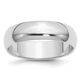Sterling Silver Rhodium-plated 6mm Half Round Size 13.5 Band