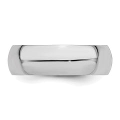 Sterling Silver Rhodium-plated 7mm Half-Round Size 9.5 Band