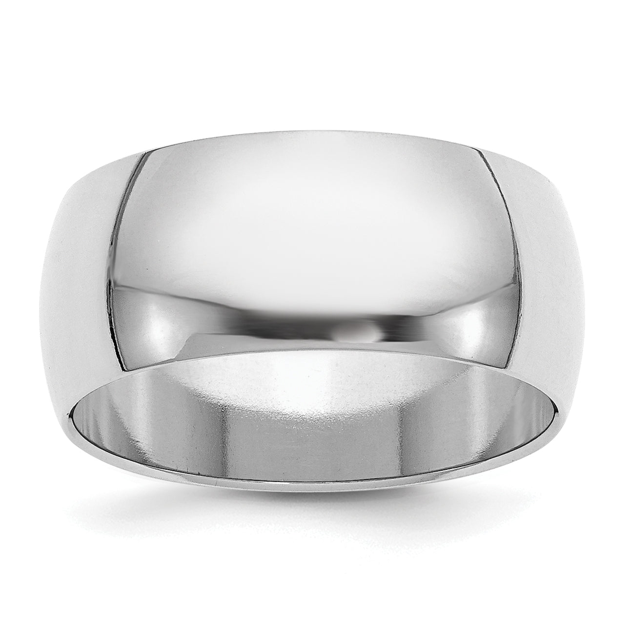 Sterling Silver Rhodium-plated 9mm Half-Round Size 9.5 Band