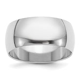 Sterling Silver Rhodium-plated 9mm Half-Round Size 9.5 Band