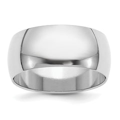 Sterling Silver Rhodium-plated 9mm Half-Round Size 9.5 Band