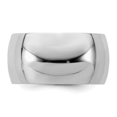 Sterling Silver Rhodium-plated 10mm Half-Round Size 9.5 Band