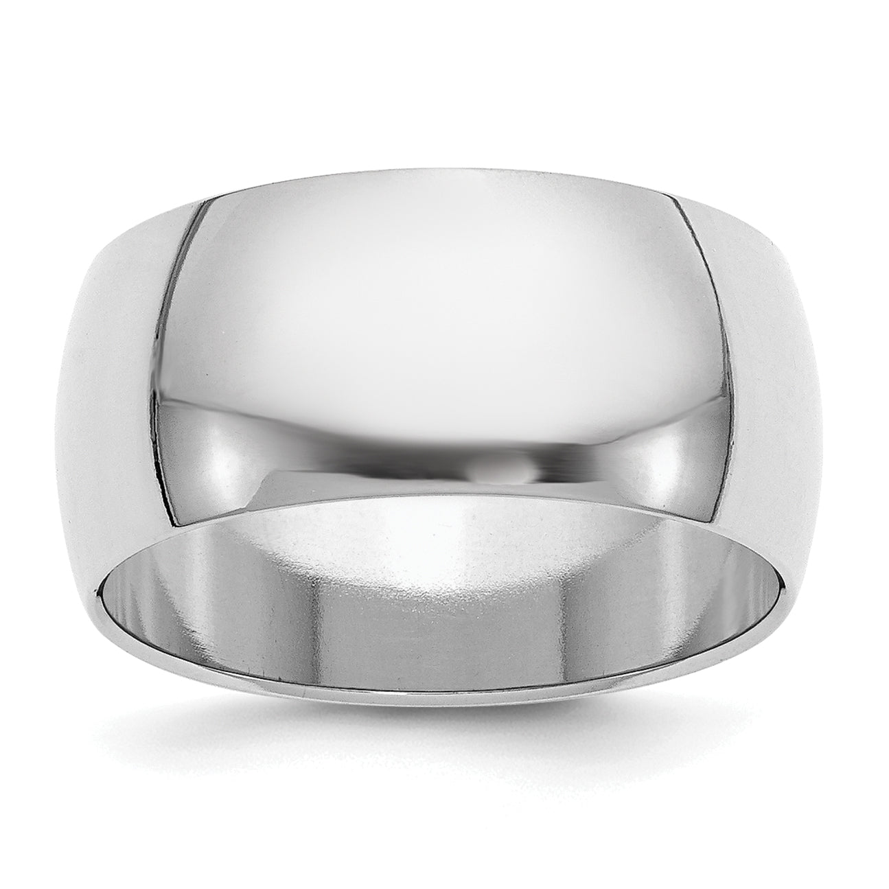 Sterling Silver Rhodium-plated 10mm Half-Round Size 9.5 Band