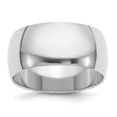 Sterling Silver Rhodium-plated 10mm Half-Round Size 9.5 Band
