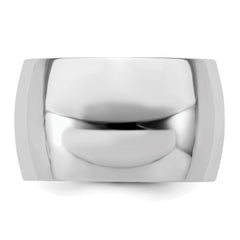 Sterling Silver Rhodium-plated 12mm Half-Round Size 9.5 Band