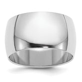 Sterling Silver Rhodium-plated 12mm Half-Round Size 9.5 Band